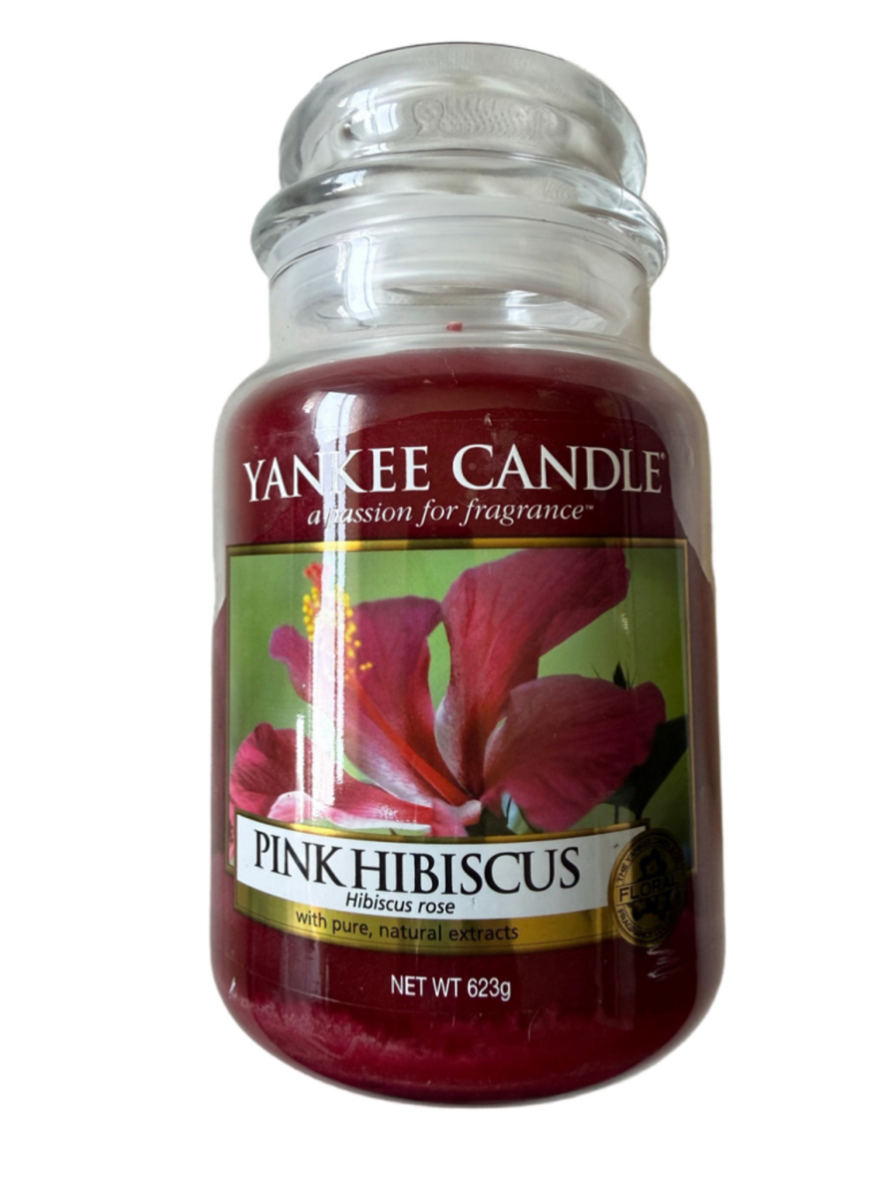 NEW Yankee Candle Pink Hibiscus Large Glass Jar 22 oz Single Wick